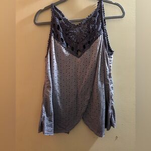 boho Lavender Crochet Yoke Polka Dot Camisole